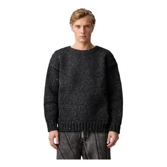 Visvim Gebreide trui met ronde hals - Heren - Truien - Grijs - Maat: L Wol