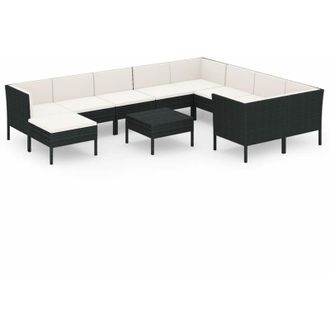 vidaXL 11 Pcs Garden Lounge Set Con Coj&iacute;n De Pozo De Terciopelo