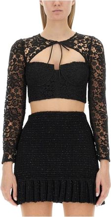 Self Portrait Dames, Tops, Zwart, Maat: 3XS