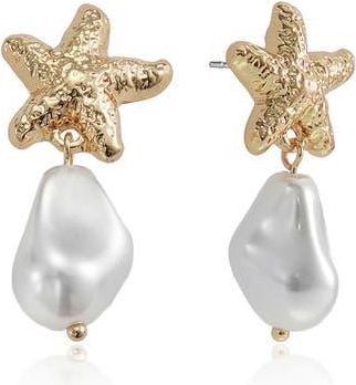 Ettika Starfish Faux Pearl Drop Earrings in Gold at Nordstrom Rack