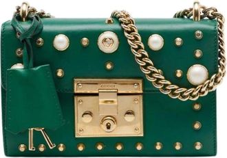 Gucci Pre-owned Tas met Parelversiering - Dames - Vintage Schoudertas - Groen - ONE Size - Leer - Vintage