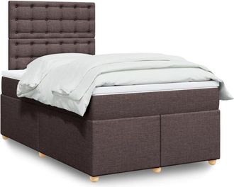 vidaXL Vidaxl - Cama Box Spring Con Colch&oacute;n Tela Marr&oacute;n Oscuro 120x200 Cm