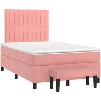vidaXL Vidaxl - Cama Box Spring Con Colch&oacute;n Terciopelo Rosa 120x190 Cm