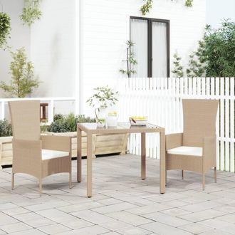 vidaXL Sillas De Jard&iacute;n Con Cojines 2 Unidades Rat&aacute;n Sint&eacute;tico Beige Vidaxl