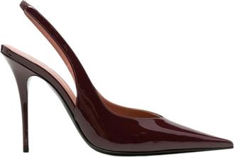 Amina Muaddi Maroon Slingback Pumps