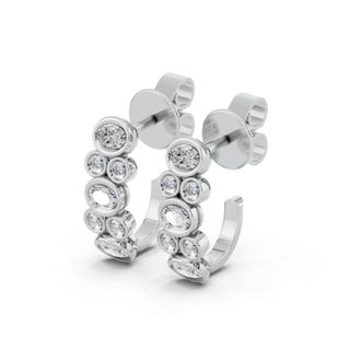 Diamond2Deal Sterling Silver 1.06 Ct Multi-Shape Lab Grown Diamond J-Hoop Earrings