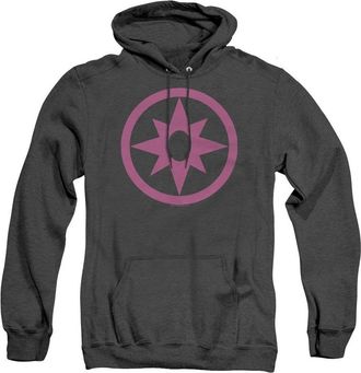 Gildan Green Lantern Pink Emblem Adult Heather Hoodie / Hooded Sweatshirt