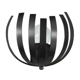 Tosel Aplique de pared metal Alt.12cm negro ;Pantalla: marr&oacute;n