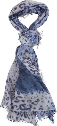 Mala Alisha Sciarpa con stampa animalier e frange - Blu