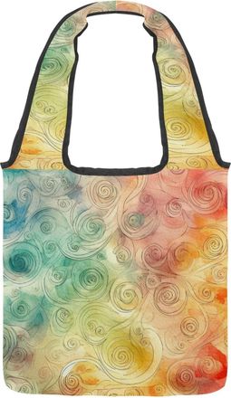 Generic Artistic Abstract Swirl Reversible Canvas Shoulder Tote - Double-Sided Print, 12oz Cotton, 27cm Drop, Fold-Flat Bag for Travel, Shopping, Street Outin