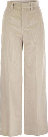 Brunello Cucinelli Losse Broek - Dames - Wijde Broeken - Beige - M - Katoen - Broeken