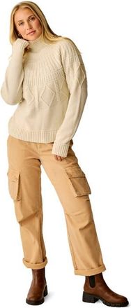 Carve Designs Neve Cable Turtleneck in Birch at Nordstrom, Size Xx-Small