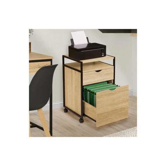 IDMarket CHICAGO Cassettone 5 Cassetti 60 Cm | Design Industriale Legno E Metallo | Componibile Da 110 Cm