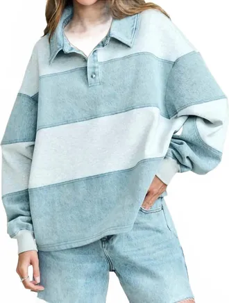 SER.O.YA Cher Denim Top In Light Grey Coastline