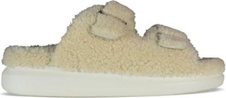 Alexander McQueen Shearling Lined Slides - Heren - Sandalen - Beige - 41 EU - Leer - Schoenen