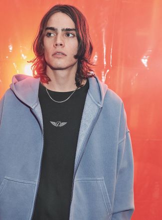 Djab Mens Peachskin cropped zip-up hoodie Oversized fit