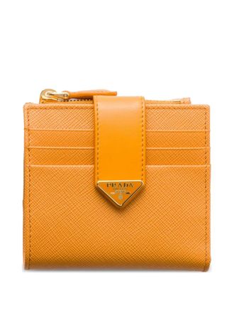 Prada small Saffiano smooth leather wallet - Orange