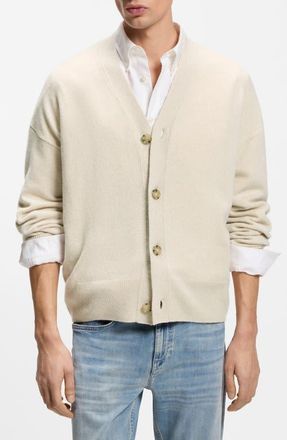BOSS Ucone Virgin Wool Cardigan in Open White at Nordstrom, Size Xx-Large