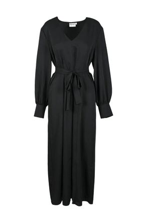 Gestuz Black V-Neck Polyester Midi Dress