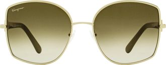 Ferragamo SF304S Rounded Butterfly Sunglasses - Gold