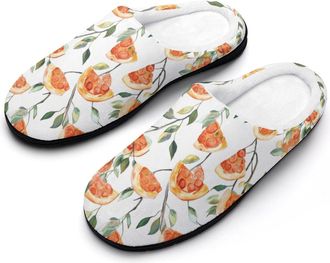 Generic Watercolor Pizza Slices Tree Cotton Slipper for Women Indoor Outdoor House Shoes Anti-Skid Slippers with Rubber Sole