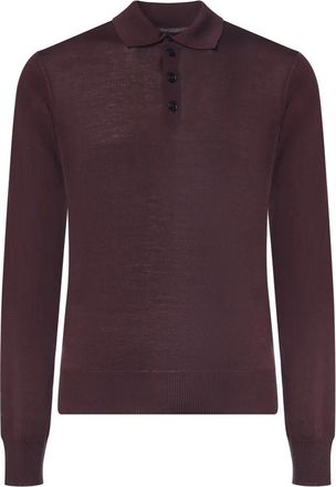 Emporio Armani Fijne Gebreide Polotrui - Heren - Truien - Rood - Maat: XL Wol