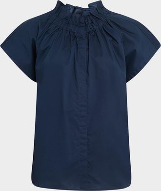 Finley Jenny Ruched Silky Poplin Top