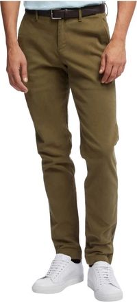 Brooks Brothers Soho Extra-smalle pasvorm katoenen geborstelde chinos - Heren - Chinos - Groen - W38 - Katoen - Broeken