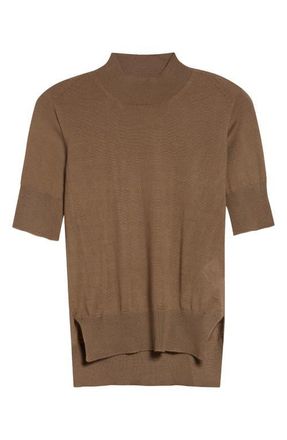 Jil Sander Fine Knit Short Sleeve Cashmere, Virgin Wool & Silk Sweater at Nordstrom, Size 12 Us