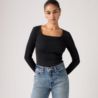 Levi's Essential Square Neck Long Sleeve Tee - Womens - XS - Black