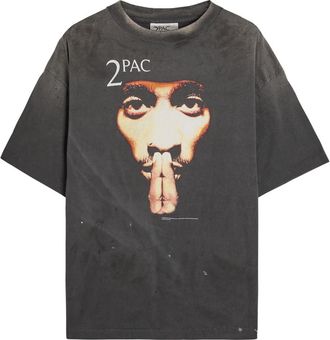 Saint Mxxxxxx Saint Mxxxxxx 2Pac Printed Cotton T-shirt - Black - Xxl