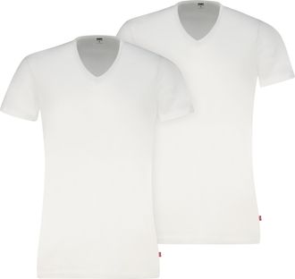 Levi's T-Shirt LEVIS LEVIS MEN V-NECK, Herren, Gr. XL, wei&szlig;, Single Jersey, Obermaterial: 95% Baumwolle, 5% Elasthan, Basic h&uuml;ftbedeckend, V-Ausschnitt, Shir