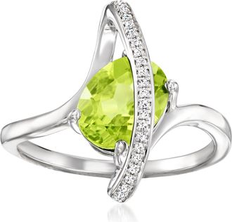 Ross-Simons Peridot Ring With Diamonds in Sterling Silver