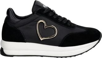 Love Moschino Hart Applicatie Sneakers - Dames - Sneakers - Zwart - 38 EU - Leer - Schoenen