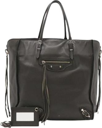 Balenciaga Pre-owned Papier A5 Leren Tote Bag - Dames - Vintage Shopper - Grijs - ONE Size - Leer - Vintage