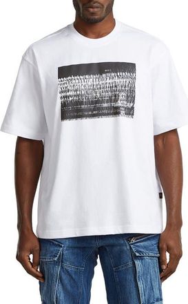 G-Star Loose Fit Photo Print Organic Cotton Graphic T-Shirt in White at Nordstrom, Size Xx-Large