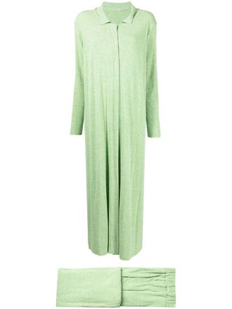 Bambah knitted long dress-trousers set - Green
