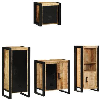 vidaXL Vidaxl Set Di Mobili Per Il Bagno 4 Pz Marrone E Nero 40 X 35 X 90 Cm