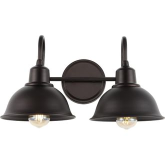 Jonathan Y Designs Frisco 2-Light Farmhouse Industrial Iron LED Vanity in Oil Rubbed Bronze at Nordstrom