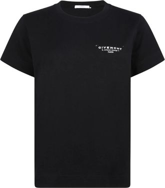 Givenchy Zwart Logo Print T-shirt - Dames - T-shirts - Zwart - S - Katoen - Tops