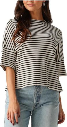 Summum Tops, Dames, Veelkleurig, XL, Katoen, Boxy Top Streep Wafel