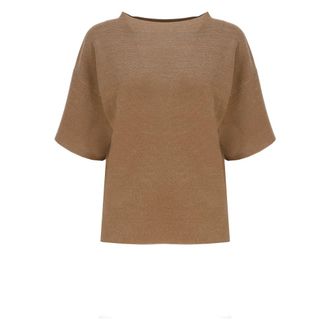 Fabiana Filippi Round-neck Knitwear, female, Brown, Size: XS Crew Neck Sweater