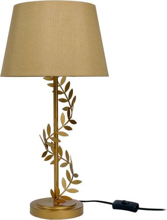 Relaxdays L&aacute;mpara De Mesa Relaxdays, Base De Metal, Pantalla De Tela, E27, Hxd: 55x27 Cm, L&aacute;mpara Dorada Con Cable