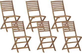 Beliani Beliani - Outdoor Garden Patio Chair Set of 6 Acacia Folding Light Wood Tolve