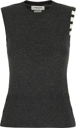 Thom Browne Stijlvolle Gebreide Collectie - Dames - Cashmere truien - Grijs - XS - Kasjmier - Truien & Vesten