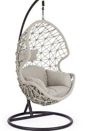 Outdoor Living Silla colgante acero cuerda beige