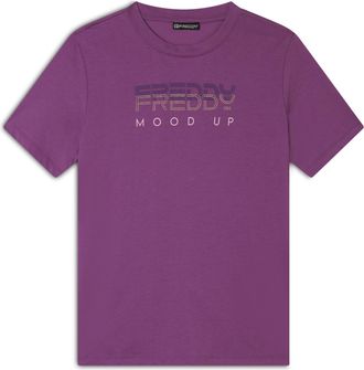 Freddy T-shirt girocollo con grafica dorata e perline