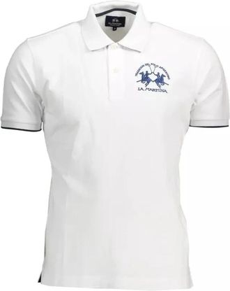 La Martina Polo Shirt met Contrasterende Details - Heren - Polos - Wit - 2XL - Katoen - Tops