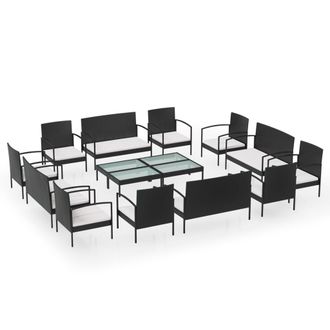 vidaXL 16 Pcs Garden Lounge Juego Con Coj&iacute;n De Pozo De Terciopelo