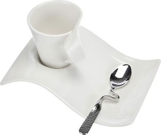 Villeroy & Boch NewWave caff&egrave; Set per lEspresso, Acciaio Inossidabile, Bianco